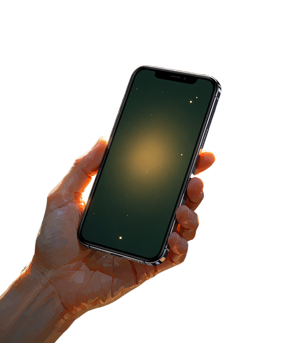 H&aring;nd holder en smartphone med gr&oslash;n sk&aelig;rm og gylden gl&oslash;d - Goldbet kan spilles i mobilbrowseren